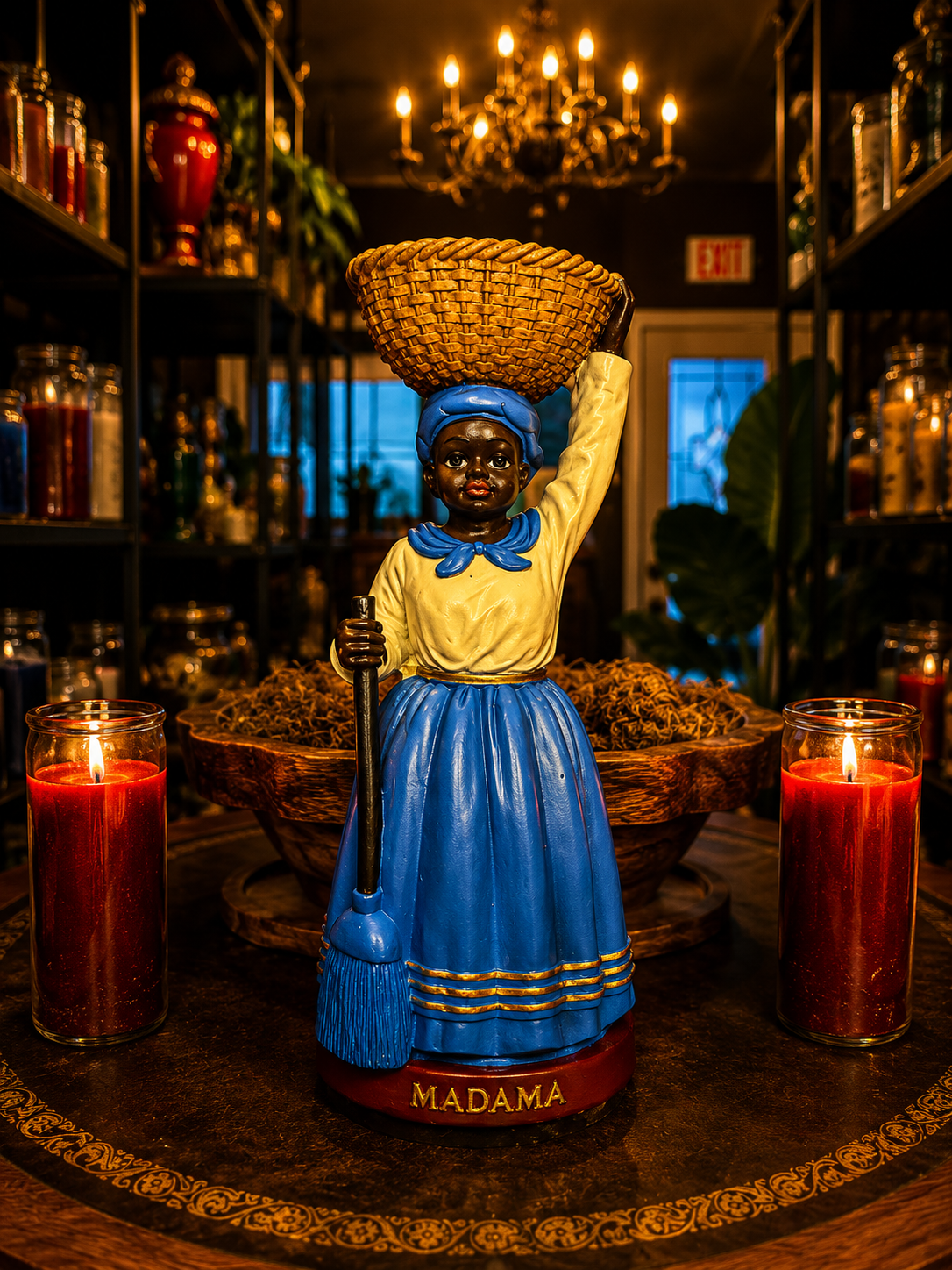 12" Blue La Madama Statue | Peace, Wisdom & Spiritual Protection