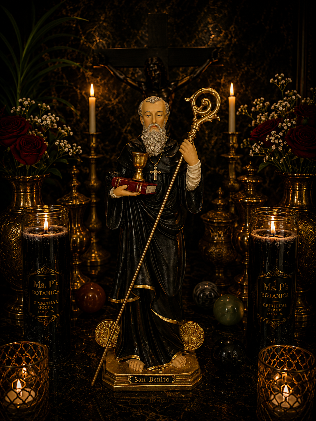 12" Saint Benedict (San Benito) Statue – Protection, Temptation & Spiritual Attacks