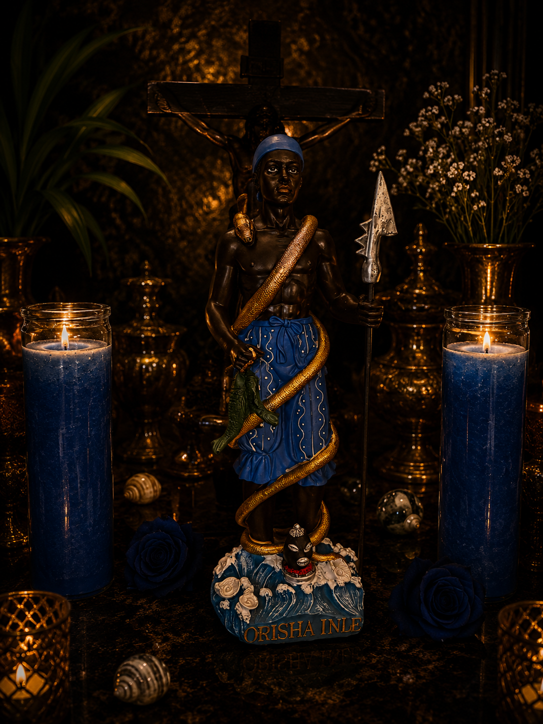 12" Inle Statue for Healing, Prosperity & Intuition