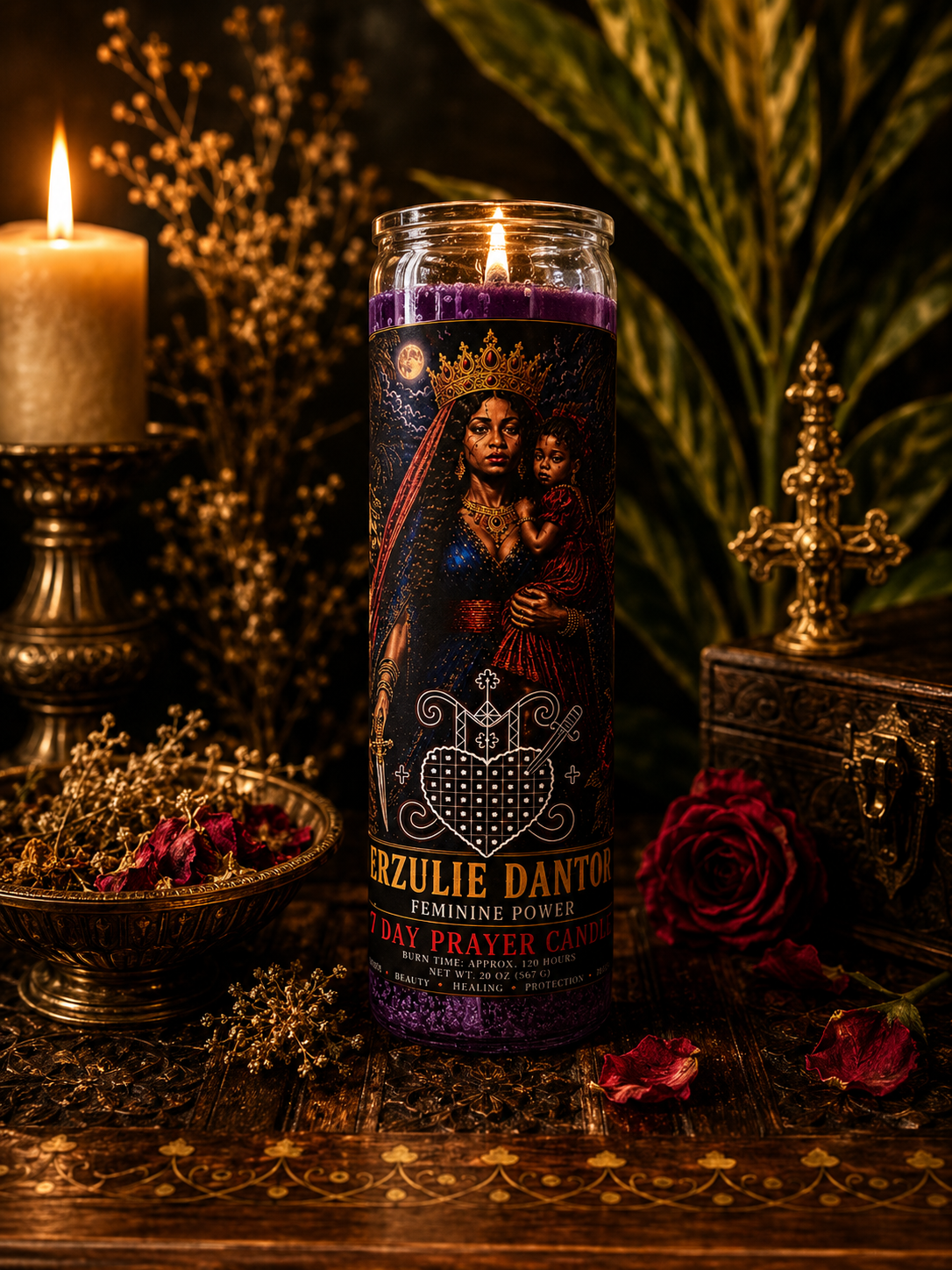 Erzulie Dantor 7-Day Prayer Candle | Protection, Strength, Justice & Motherly Love