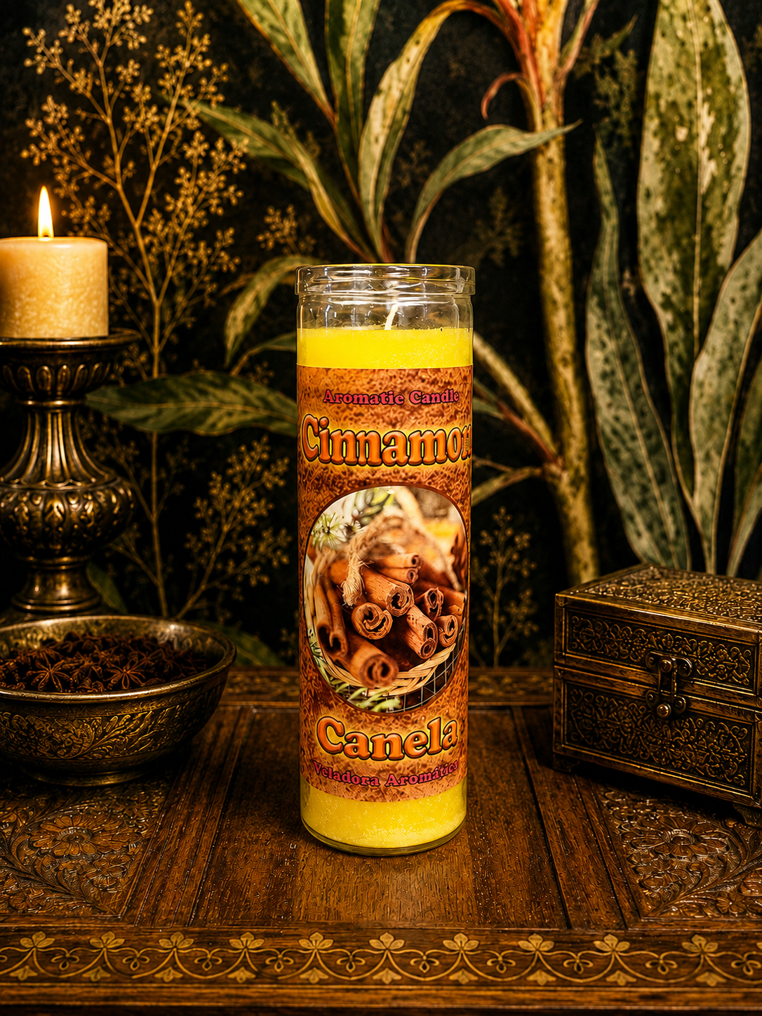 Cinnamon-Scented Fixed Candle for Prosperity, Luck & Success