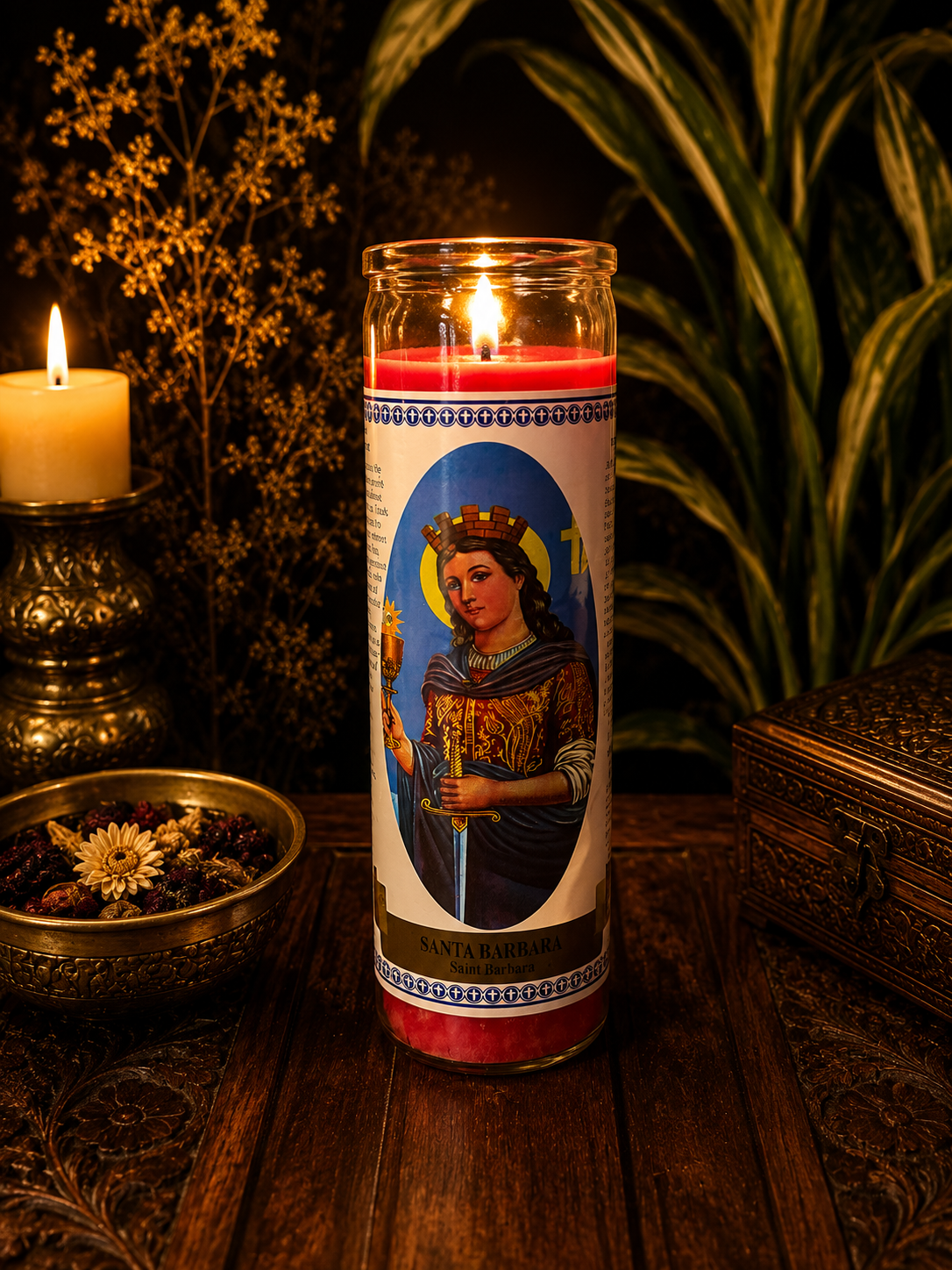 Santa Bárbara Candle – Protection, Strength, Courage & Devotional Prayer