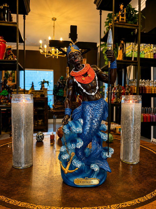 12" Olokun Statue for Prosperity, Wisdom & Spiritual Devotion