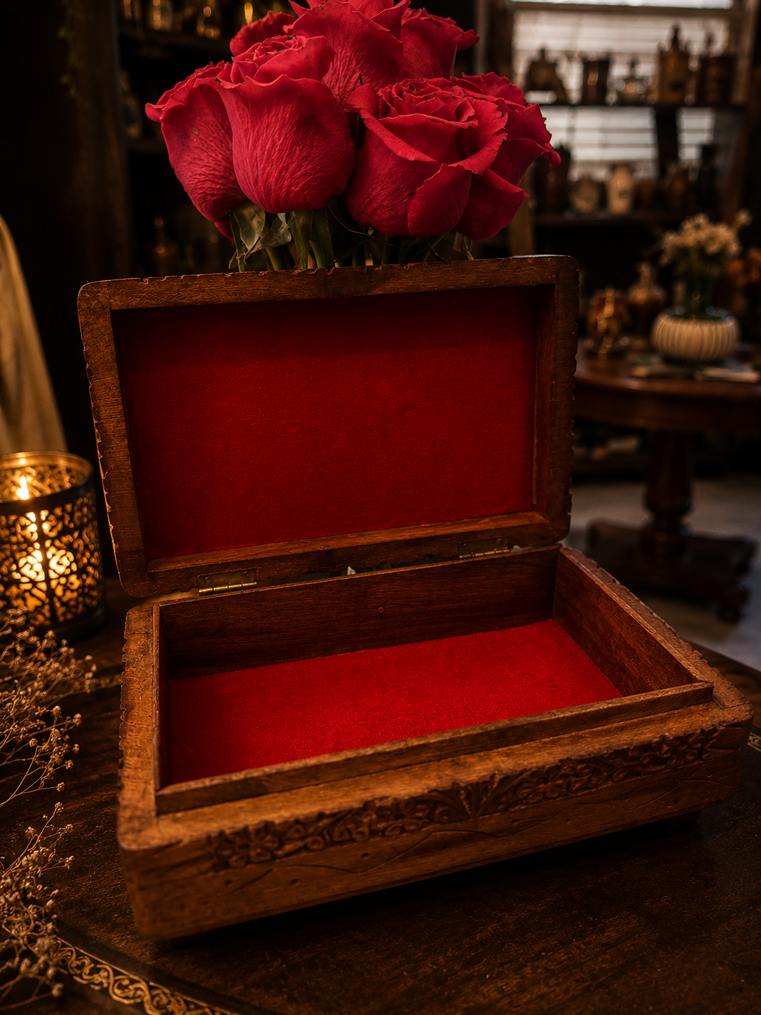 Wooden Elephant Keepsake Box for Spiritual Supplies & Altar Storage