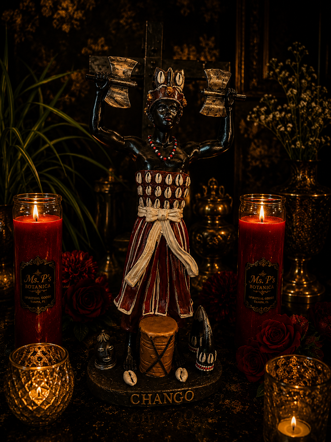13" Chango Statue for Protection, Strength & Devotional Altars