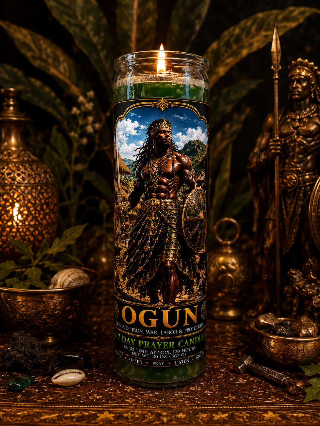 Ogun 7-Day Prayer Candle | Strength, Protection, Courage & Success
