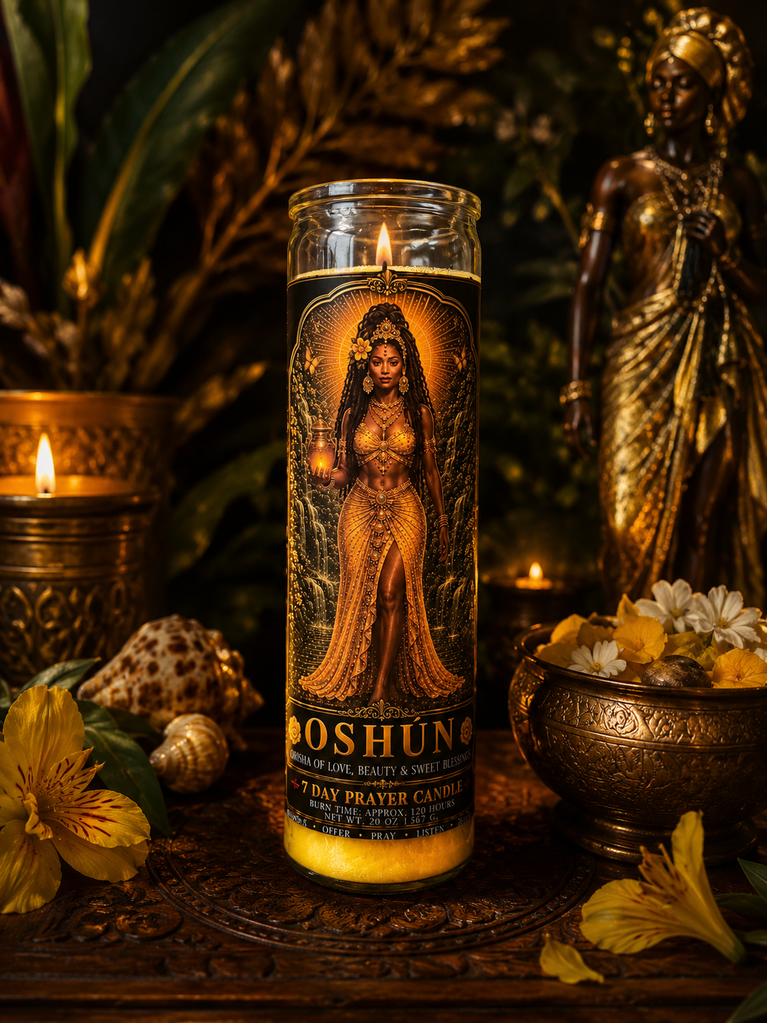 Oshun 7-Day Prayer Candle | Love, Beauty, Abundance & Sweet Blessings