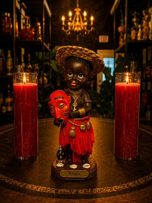 8 Inch Elegua W Mask Statue